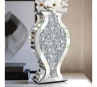 MY Vase en cristal argenté avec miroir en forme de fleur pour décoration d'intérieur Ne peut pas contenir l'eau.