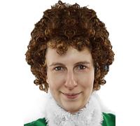 ALLAURA Bad Elf Wig Perruque afro Napoléon marron style disco années 70 pour costume d'elfe - perruque disco compatible avec Napoléon, Marv, Julia, Will et Vote Pedro