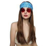 ALLAURA Perruque 3 pièces longue marron hippie avec bandana et lunettes - Perruque hippie réaliste des années 60 et 70 pour homme et femme