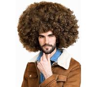 ALLAURA Perruque afro pour femme - Cheveux synthétiques crépus et bouclés - Marron - Grande perruque rebondissante et douce - Aspect naturel - Costume disco