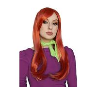 ALLAURA Perruque Daphne avec écharpe sujette au danger - Cheveux longs rouges réalistes pour homme et femme - Convient à tous les cosplay et anime