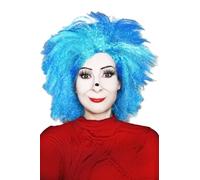 ALLAURA Perruque Funky Blue Thing - Taille unique - Rick Morty Crazy Men Women Blue Hair - Compatible avec les perruques Morty