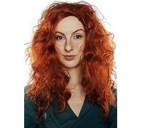 ALLAURA Perruques ñ Perruque rouge bouclée cheveux longs perruque courageuse princesse sirène costume Anime ñ Cosplay Brave perruque