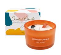 ALLAVA Bougie parfumée à la menthe avec pierre de cristal, bougie en cire de soja naturelle faite à la main, jusqu'à 20 heures de combustion (menthe, 270 g)