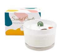 ALLAVA Bougie parfumée à la vanille avec pierre de cristal, bougie en cire de soja naturelle faite à la main, jusqu'à 20 heures de combustion (vanille, 270 g)