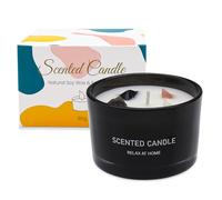 ALLAVA Bougies parfumées en verre, Bougie parfumée mandarine noire, Bougie parfumée avec pierre de cristal, Bougie artisanale en cire naturelle de soja, jusqu'à 20 heures de combustion (Mandarin, 270