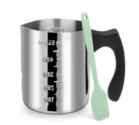 ALLAVA Casserole de 600 ml, bol de fusion de bain-marie, pot de fonte, pot de cire de bougie en acier inoxydable, grattoir en plastique bonus, pour bougies, sucre, beurre, fromage, caramel, chocolat