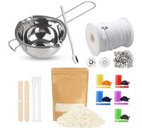 ALLAVA Kit de fabrication de bougies avec 500 g de cire de bougie, mèche de bougie de 61 m, pot de cire fondue, 5 couleurs de bougie, support de mèche, mèche de bougie pour la fabrication de bougies