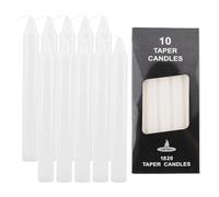 ALLAVA Lot de 10 bougies à tige lisses, blanches, 100 % paraffine, 6 heures de combustion, pour bougie vierge, communion, baptême, anniversaire, mariage, hauteur : 19 cm, diamètre : 18 mm