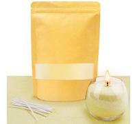 ALLAVA Sable de bougie avec mèche - 400 g - cire bougie Avec 20 mèches de 10 cm - 20 mèches de bougie sans base - Granulés de cire pour faire soi-même une bougie en cire - Jaune