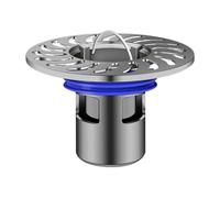 Allayu Bonde de Douche, crépine de Douche, Siphon Sol Anti-odeurs, récupérateur Cheveux, système Drainage Haute Performance, Grille d'évacuation Ronde pour Machine à Laver, Salle Bain, Gris, 72x50mm