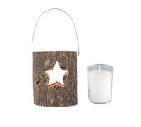 Allayu Bougeoir en bois rustique pour bougies piliers, finition blanche en forme de cœur, support de table forme cœur, Cinq étoiles, +Coupe à bougie