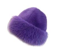 Allayu Chapeau d'hiver Chapeau de pêcheur offre une tenue polyvalente et un confort pour se réchauffer tout en profitant des activités hivernales cosaque en fausse fourrure, Violet, pour 60CM