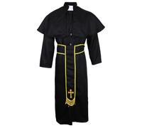 Allayu Costume de prêtre catholique pour Halloween, Noël et Autres fêtes. Tenue Religieuse Unisexe pour Homme.