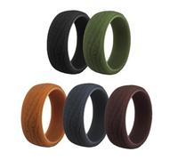 Allayu Élastiques en caoutchouc, bagues souples, légères et douces, confortables et résistantes pour un usage quotidien. Légères et souples. Élasticité. Bague en silicone imitation grain d'écorce.