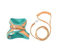 Allayu Ensemble de Harnais pour Chat à réflexion Nocturne, avec Velours en Peau de cerf étroitement enveloppé pour Plus de Confort, Laisse et Harnais en Tissu, Vert orangé, L
