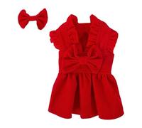 Allayu Ensemble de vêtements d'hiver pour Chiot et Chat, Comprenant Une Robe et Un nœud Papillon, idéal pour Noël. Cette Adorable Robe en Velours côtelé Assure à Votre Animal Un Look Fabuleux Tout en