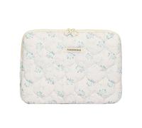 Allayu Housse Florale pour Ordinateur Portable, Jolie Pochette pour Ordinateur Portable pour appareils de 13 Pouces, Petite Fleur, Pochette Bouffante pour Ordinateur Portable, Blanc, 15 Pouces