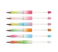 Allayu Stylos à perles assortis, stylos à perles multifonctionnels, écriture fluide, essentiels pour le journal intime, bille pour la maison, le bureau, la résidence étudiante, Style F, 6 pièces