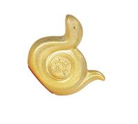 Allayu Tirelire en céramique en forme de serpent, figurine forme de cochon, objet de décoration de bureau de ferme, Doré, 12 x 5 x 11 cm