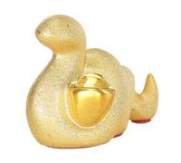 Allayu Tirelire en céramique en forme de serpent, figurine forme de cochon, objet de décoration de bureau de ferme, Doré, 12 x 6.5 x 9 cm