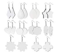 Allazone 10 Paires Kit de Boucle D'oreille Boucles D'oreilles DIY Non Finies Tranches en Bois de Sublimation, Unfinished Wood Earring Blank Bois pour Boucles D'oreilles de Bricolage