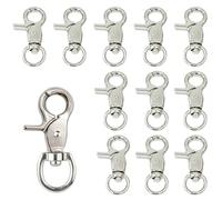 Allazone 12 PCS Mousquetons à Gâchette, 6cm Mousqueton Porte Clef Métal Mousquetons Pivotants en 360 Degrés, Boucle à Ressort Pivotante pour Porte-clés Crochet Clip de Sac à Main