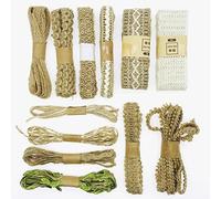 Allazone 12 Rouleau Ruban de Jute Vintage, 24M Ruban Nature Set Ruban de Jute Naturel Toile De Jute pour Artisanat Bricolage Scrapbooking Mariage Décoration De La Maison