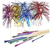 Allazone 120 PCS Feu d'artifice Cocktail Bâtons, 23CM Feu d'artifice Bambou Bois Bâton de Cocktail pour La Décoration de Gâteaux, Articles de Fête, Décoration de Noël