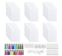 Allazone 120 PCS Sublimation Feuilles Parfumées, Rectangle Blancs de Sublimation Feuilles Parfumées à Suspendre avec Corde, Pompon, Chaîne de Perles Ondulées
