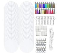 Allazone 120 PCS Sublimation Feuilles Parfumées, Rond Blancs de Sublimation Feuilles Parfumées à Suspendre avec Corde, Pompon, Chaîne de Perles Ondulées