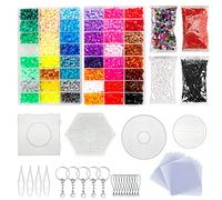 Allazone 13600 PCS Perles à Repasser - Kit 5mm 48 Couleurs de Fusible Bricolage, Transparent pour Enfant Artisanat