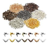 Allazone 1400 PCS Couleurs Couvre Noeuds de Pointe de Perle à Clapet Couvercles de Noeuds à Clapet Ouverts Embouts de Perles Repliables pour La Fabrication de Bijoux Artisanaux