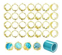 Allazone 28 PCS Pendentifs à Lunette Ouverte avec Cadres à Lunette Creuse pour Moulage de Résine, Or - Thème de La Mer