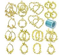 Allazone 28 PCS Pendentifs Or et Cadre à Lunette Ouverte pour Moulage de Résine, Colliers avec Fleurs, Oiseaux et Cœurs