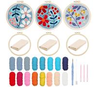 Allazone 3 Kit Broderie Point Punch Needles, Kit de Démarrage de Broderie, Kit de Broderie pour Débutants avec Motifs, Fil de Broderie, Instructions pour Adultes Débutant,