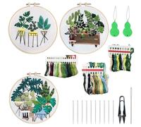 Allazone 3 Kit de Broderie Pour Adultes,Kit de Broderie avec Outilsmailto: pour Débuter (Plantation en Plaques)