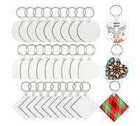 Allazone 30 PCS Porte-Clés de Sublimation, 3 Style Pendentifs de Sublimation Vierges Panneau MDF, Sublimation Tableau en Bois Imprimer Porte-clés Porte-clés Vierge pour Projets de Bricolage