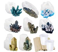 Allazone 30 PCS Silicone Moule pour Bijoux, 8 PCS Moules en Résine de Silicone Grappe de Cristal Moule Silicone Résine Époxy Bijoux pour Collier Porte-clés Artisanal, Décoration de La Maison