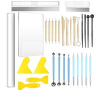 Allazone 31 PCS Outils de Sculpture pour Poterie, Kit D'outils Poterie Sculpture, Argile Rouleau, Argile Poterie Outils, Boule Stylet Dotting Tools, Outils de Modelage pour Sculpture Peinture