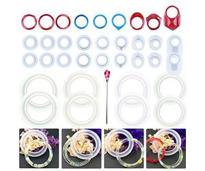 Allazone 32 PCS Silikonform Gießform Resin Form Bague Bracelet pour La Fabrication d'argile Liquide, Résine Epoxy, Bijoux