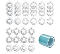 Allazone 36 PCS Pendentifs Cadre 9 Style Fleurs Chats Papillons à Lunette Ouverte pour Moulage de Résine, Colliers, Argent