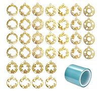 Allazone 36 PCS Pendentifs Cadre 9 Style Fleurs Chats Papillons à Lunette Ouverte pour Moulage de Résine, Colliers, Or
