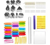 Allazone 368 PCS Emporte-pièces en Argile Polymère, 24 Emporte-pièces pour Boucles D'oreille, Moule en Acier Inoxydable, Pâte à Modeler Sèche à L'air pour La Fabrication de Bijoux en Argile Polymère