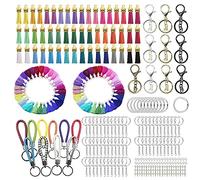 Allazone 380 PCS Glands Pendentif Porte Clés Kit Mini Glands Pompon Porte Cles, Glands Pendentif, Goupilles à Vis à œil et Anneaux de Saut pour La Fabrication de Bijoux de Collier de Bracelet