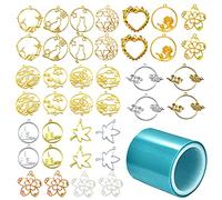 Allazone 39 PCS Pendentifs Cadre à Lunette Ouverte avec Cadres à Lunette Creuse pour Moulage de Résine, Colliers Fleurs Chats Star Lune