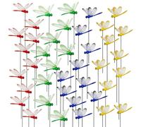 Allazone 40 PCS Libellule de Jardin Ornements de Jardin, Piquets de Libellules de Papillons de Jardin, Libellules avec Bâtonnets pour Décoration de Plante, Terrasse Patio, Décoration de Jardin
