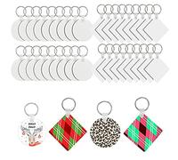 Allazone 40 PCS Porte-Clés de Sublimation, Rond et Carré, Vierges, Panneau MDF, Sublimation Tableau en Bois Imprimer Porte-clés, Pour Projets de Bricolage, Enfants, Unisex, Multicolore