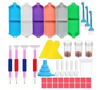 Allazone 45 PCS Accessoires Peinture Diamant Kit, Diamant Peinture Outils, Plateau de Peinture au Diamant, Stylos de Peinture au Diamant, Brosse de Nettoyage pour Diamant Peinture Arts Artisanat