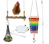 Allazone 5 PCS Jouets pour Oiseaux Jouet de Poulet, Jouets de Balançoire de Poulet Légumes Brochette De Fruits, Jouet de Xylophone de Poulet, Jouets Poulet en Miroir pour Poulet Perroquet Oiseau